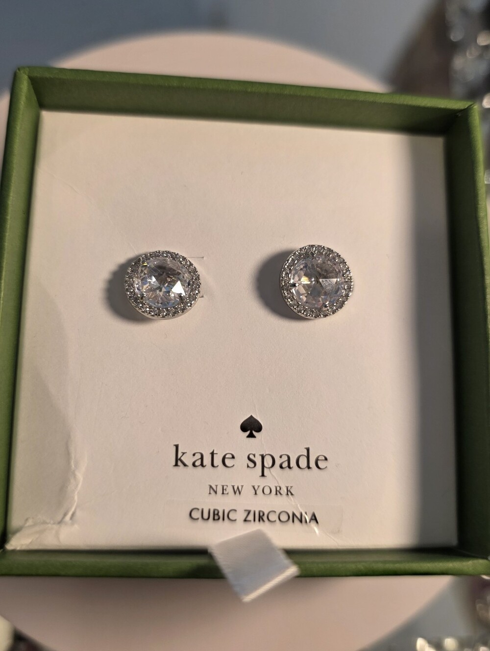 NWT Kate Spade Cubic Zirconia Halo Stud Earrings - Clear/Silver